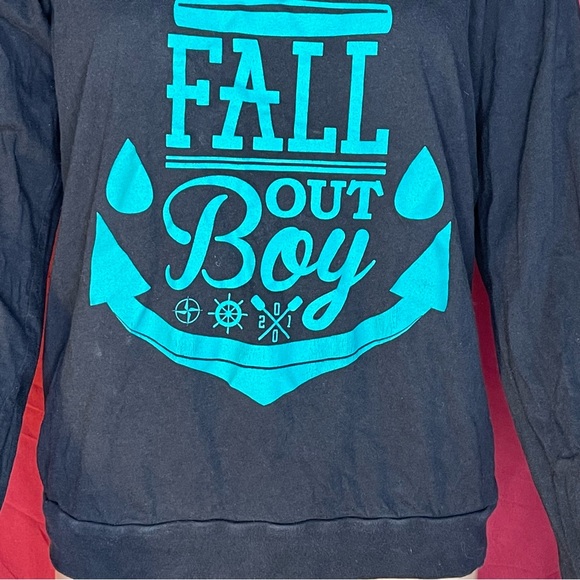 Y2K Long Sleeve Fall Out Boy Banded Anchor Women's Long Sleeve Top Medium - Picture 3 of 6
